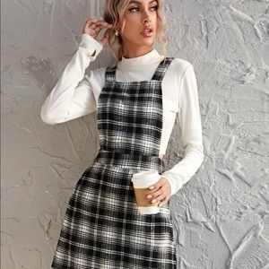 Plaid patterned overall dress! Brand new from SHEIN!